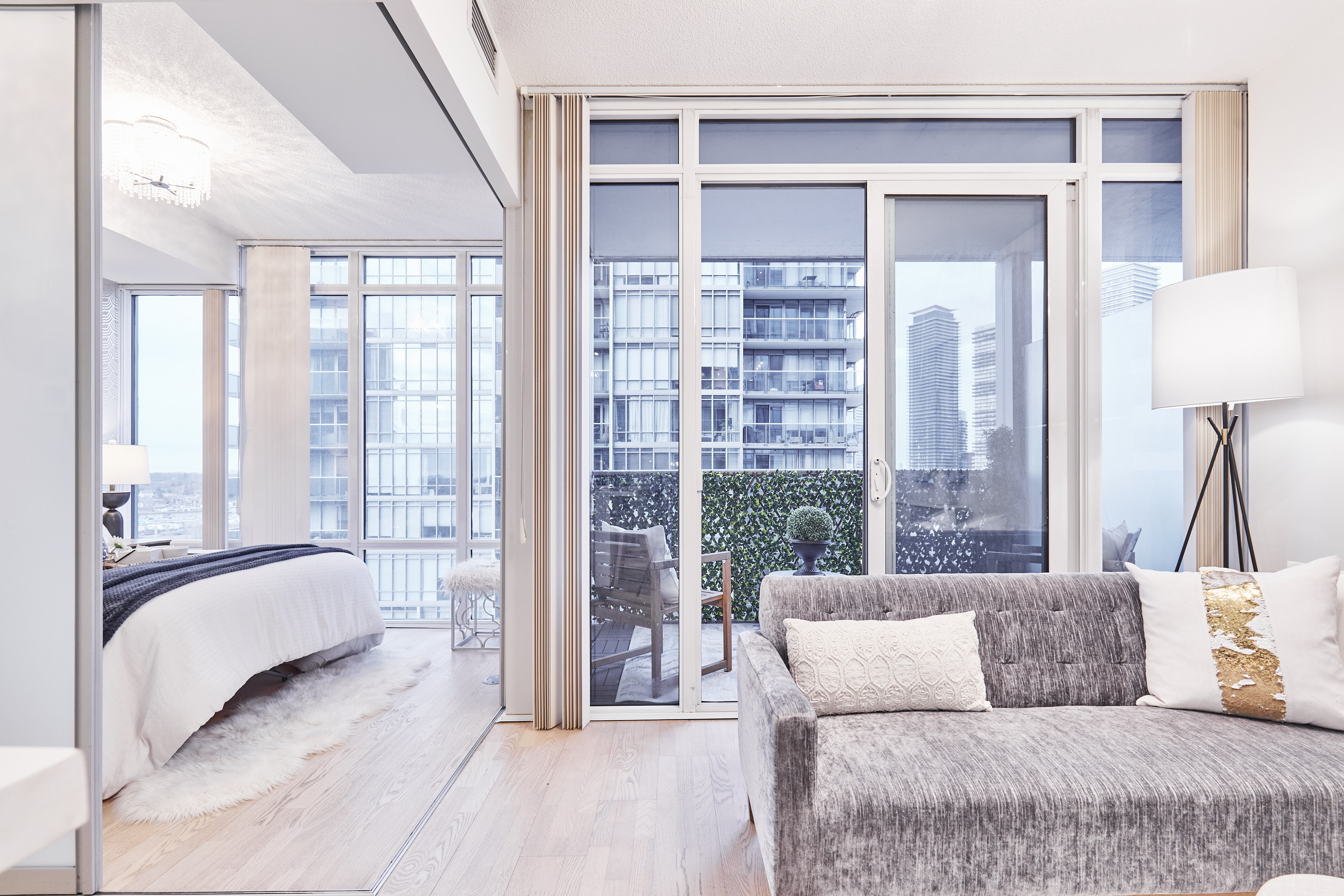 Bedroom and Balcony, 88 Park Lawn, Toronto Condo Staging